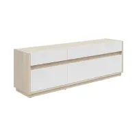 Mueble RTV Kim con 3 cajones y puertas roble riva claro/blanco