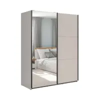 Armario de puertas correderas Tetrix 153 cm con espejo cachemira
