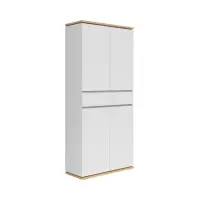 Estantería para pasillo Yamael 90 cm con 4 puertas y un cajón blanca