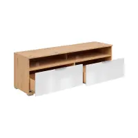 Mueble tv Zele con 2 cajones roble artisan/blanco brillo