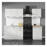 Conjunto de cocina Junona Line A 180 cm tiza brillo sin encimera