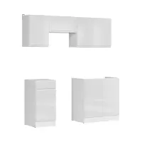 Conjunto de cocina Junona Line 180 cm blanco brillo sin encimera