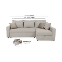 Sofá rinconera universal Przemek IV convertible con contenedores beige
