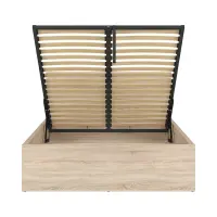 Cama Tetrix 140x200 con somier y contenedor roble sonoma