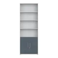Estantería Office Lux 79 cm con 2 puertas y 4 estantes gris claro