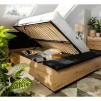 Cama Ostia 140x200 con somier y contenedor roble artisan