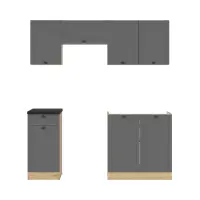 Conjunto de cocina Junona Line 180 cm grafito con encimera