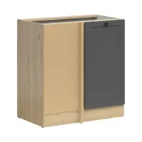 Mueble de cocina bajo rinconero Junona Line izquierdo roble bernstein/grafito ocupa rincón 100x60 cm