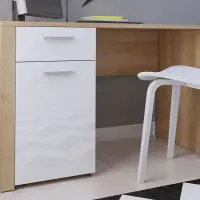 Escritorio Balder 120 cm con puertas y cajón roble riviera/blanco