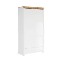 Armario de dos puertas Holten 106 cm con cajón blanco brillo/roble wotan