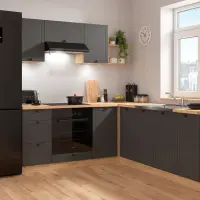 Conjunto de cocina de esquina Junona Line 200x220 grafito sin encimera