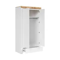 Armario de dos puertas Holten 106 cm con cajón blanco brillo/roble wotan