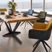 Silla tapizada Akita giratoria amarillo-negro