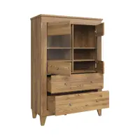 Vitrina Bergen 102 cm con 2 puertas y 2 cajones alerce sibiu dorado