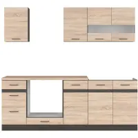 Conjunto de cocina Junona Line 220 cm roble sonoma con encimera