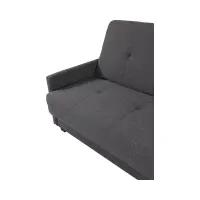 Sofá cama de tres plazas Maro con arcón, tejido trenzado gris oscuro