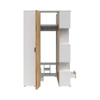 Armario de esquina izquierdo Homeland 136 cm vestidor con 2 puertas y 3 cajones blanco/roble artisan