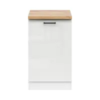 Mueble bajo de cocina Junona Line 50 cm izquierdo tiza brillo con encimera