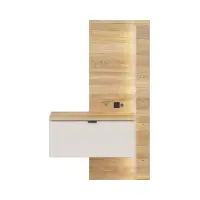 Mesita de noche Glamour 50 izquierda con cajón cachemira/roble mauvella USB LED