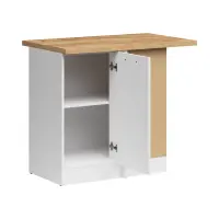 Armario de cocina inferior de rincón Junona Line derecho brillo tiza con encimera para rincón 100x60 cm
