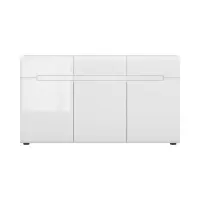 Cómoda Azteca Trio 150 cm con 3 puertas y 3 cajones blanco brillo