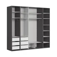 Armario modular Flex 250 cm corredero grafito/negro brillo
