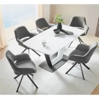 Silla tapizada Jason giratoria de pana gris