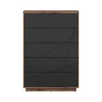 Cómoda Forn 90 cm con 6 cajones roble delano oscuro/negro mate