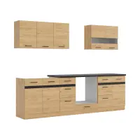 Conjunto de cocina Junona Line 260 cm roble bernstein con encimera