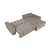 Sofá rinconera derecho Chill_Me convertible con arcón de chenilla marrón