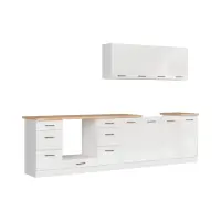 Кухонний гарнітур Junona Line 300 см крейдовий глянець зі стільницею