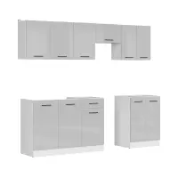 Conjunto de cocina Junona Line 230 cm gris claro brillo sin encimera