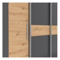 Armario de puertas correderas Fabio 215 cm grafito/roble artisan