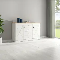 Cómoda Frija 153 cm con 2 puertas y 4 cajones pino andersen blanco