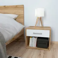 Mesita de noche Matos 45 cm con cajón roble wotan/blanco