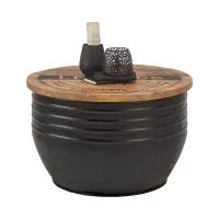 Mesa redonda Lea madera mango/negro