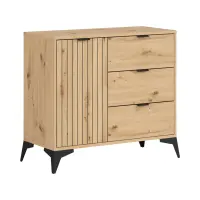 Cómoda Lamea 90 cm con puertas y 3 cajones roble artisan