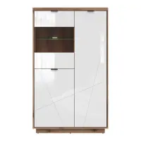 Vitrina Forn 94 cm con 3 puertas roble delano oscuro/blanco brillo