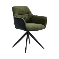 Silla tapizada Akita giratoria verde-negro