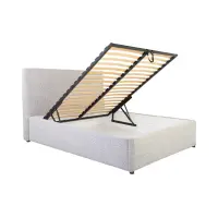 Cama tapizada Tripo 140x200 con somier y arcón beige