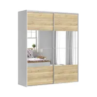Armario de puertas correderas Flex 200 cm con espejo blanco/roble mauvella