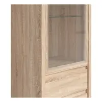 Vitrina Kaspian 56 cm con puerta y 2 cajones roble sonoma