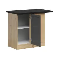 Mueble de cocina bajo de rincón Junona Line derecho grafito con encimera ocupa un rincón de 100x60 cm