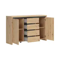 Комод Larios 143 см з 2 дверцятами та 4 шухлядами дуб артізан/чорний