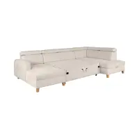Sofá rinconera derecha Saragossa convertible chenilla beige