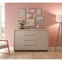 Cómoda Kaspian 144 cm con 2 puertas y 4 cajones cachemira