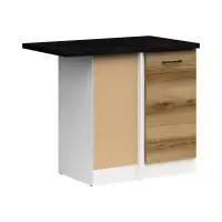 Armario bajo de cocina de rincón Junona Line izquierdo con encimera roble delano claro, con encimera ocupa un rincón de 100x60 cm