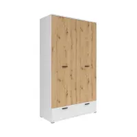 Armario de dos puertas Homeland 119 cm con 2 cajones blanco/roble artisan