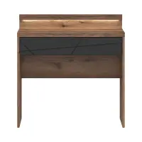 Toaletka z oświetleniem Forn 90 cm z szufladą dąb delano ciemny/czarny