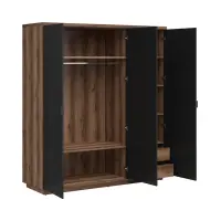 Armario de tres puertas Forn 180 cm roble delano oscuro/negro mate